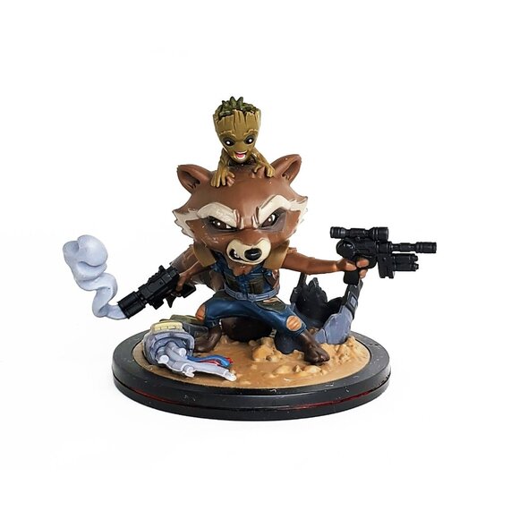 Q Fig Rocket Racoon and Groot Marvel Guardians of The Galaxy Vol. 2 Collectible - Picture 1 of 7